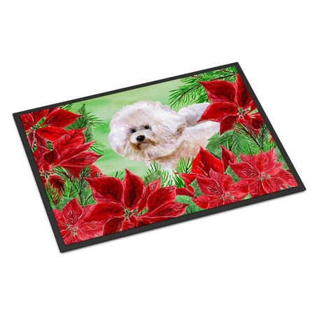 Carolines Treasures Bichon Frise No.2 Poinsettas Indoor or Outdoor Mat - 18 x 27 in. CK1353MAT